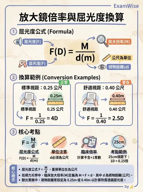 驗光師 - 放大原理與近距離光學計算 - AI 圖文解析預覽