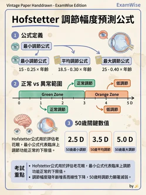 驗光師 - 調節機制與調節量計算 - AI 圖文解析預覽