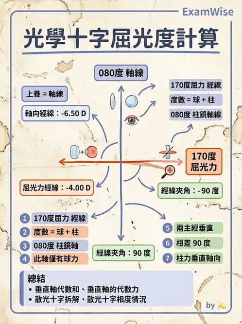 驗光師 - 光學十字轉換與處方表示法 - AI 圖文解析預覽