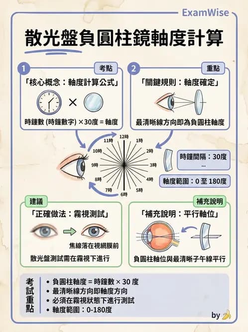 驗光師 - 散光鐘面圖與裂孔板驗光 - AI 圖文解析預覽
