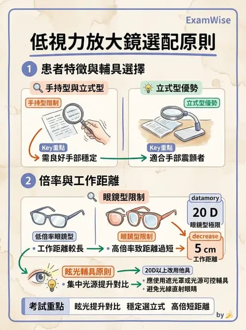 驗光師 - 近距離光學放大輔具種類與比較 - AI 圖文解析預覽