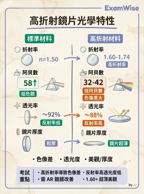 驗光師 - 鏡片材料特性與光學設計 - AI 圖文解析預覽