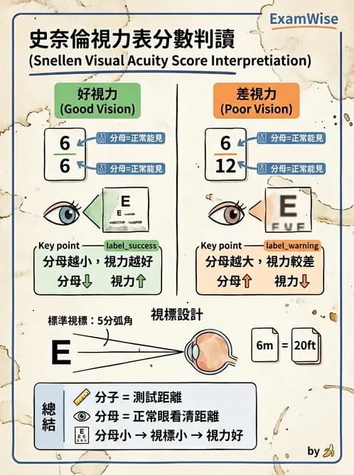 驗光生 - 視力表原理、記錄與對比敏感度 - AI 圖文解析預覽