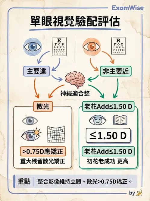 驗光生 - 單眼視覺法(Monovision)原理與驗配 - AI 圖文解析預覽
