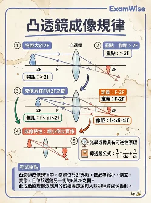 驗光生 - 薄透鏡成像特性與光線追跡 - AI 圖文解析預覽