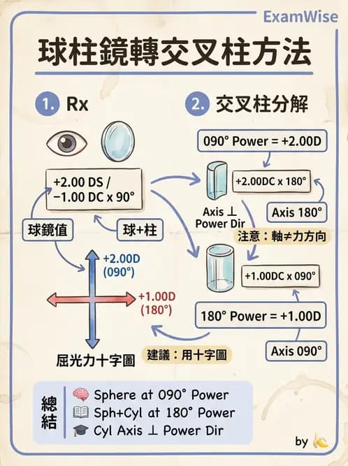 驗光生 - 光學十字讀寫與處方等效轉換 - AI 圖文解析預覽