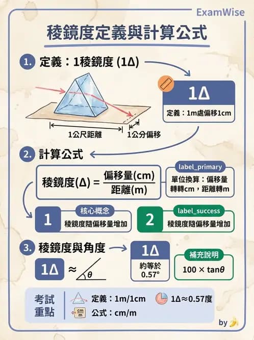 驗光生 - 稜鏡基本原理與光學 - AI 圖文解析預覽