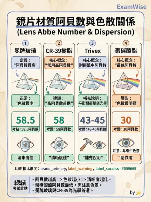 驗光生 - 鏡片材質特性與光學性質 - AI 圖文解析預覽
