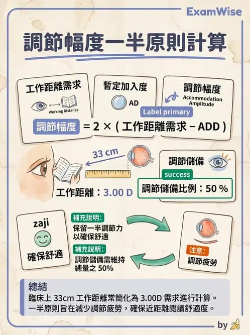 驗光生 - 調節幅度計算與近遠點關係 - AI 圖文解析預覽