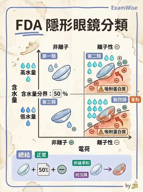 驗光生 - 軟式鏡片FDA分類、離子性與沉積物特性 - AI 圖文解析預覽