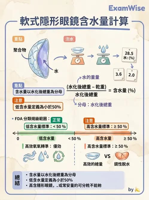 驗光生 - 軟式鏡片單體材料特性與含水量 - AI 圖文解析預覽