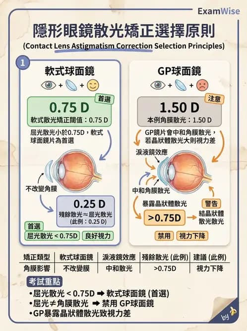 驗光生 - 散光分析、鏡型選擇與軟式散光驗配 - AI 圖文解析預覽