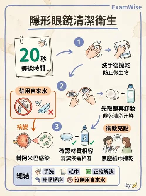 驗光生 - 隱形眼鏡護理操作與患者衛教 - AI 圖文解析預覽