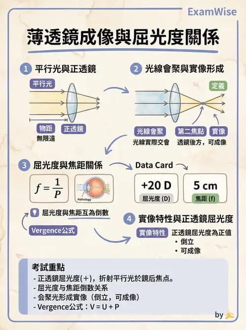 驗光生 - 薄透鏡成像特性與光線追跡 - AI 圖文解析預覽